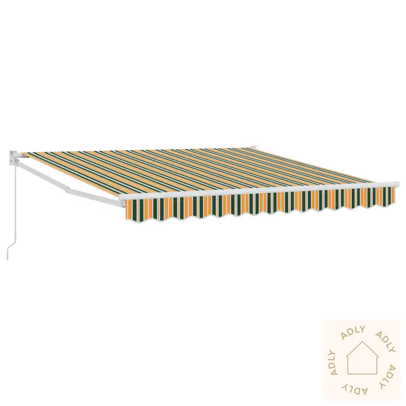 Manuell Uttrekkbar Markise Grønn Og Gul 350X250 Cm