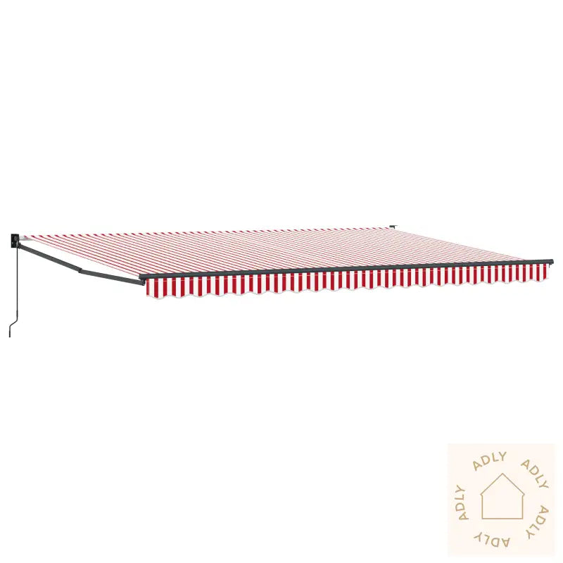 Manuell Uttrekkbar Markise Rød Og Hvit Stripe 500X300 Cm