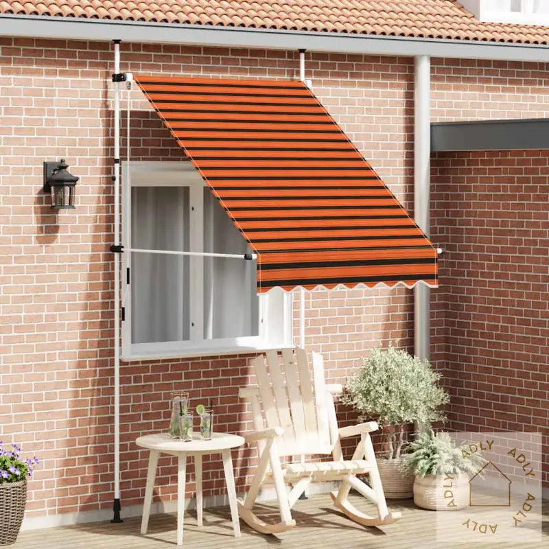 Manuell Uttrekkbar Markise 150 Cm Oransje Og Brun