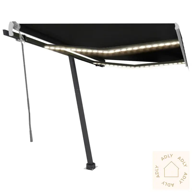Manuell Uttrekkbar Markise Med Led 350X250 Cm Antrasitt