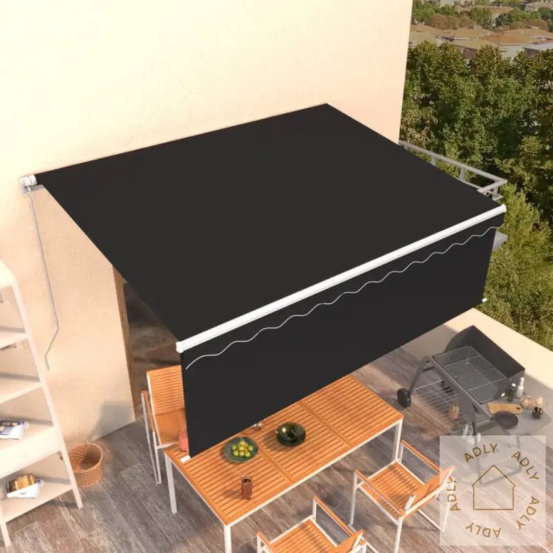 Manuell Uttrekkbar Markise Med Rullegardin 4,5X3 M Antrasitt