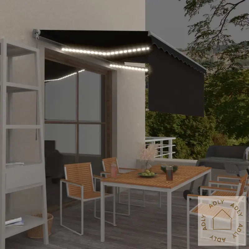 Manuell Uttrekkbar Markise Rullegardin&Led 3,5X2,5 M Antrasitt