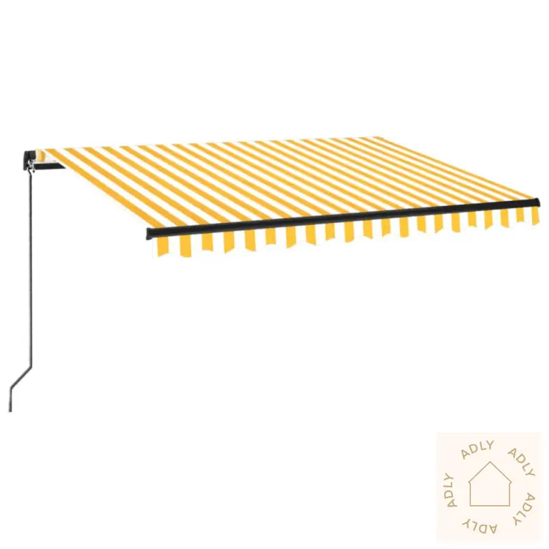 Manuell Uttrekkbar Markise 350X250 Cm Gul Og Hvit