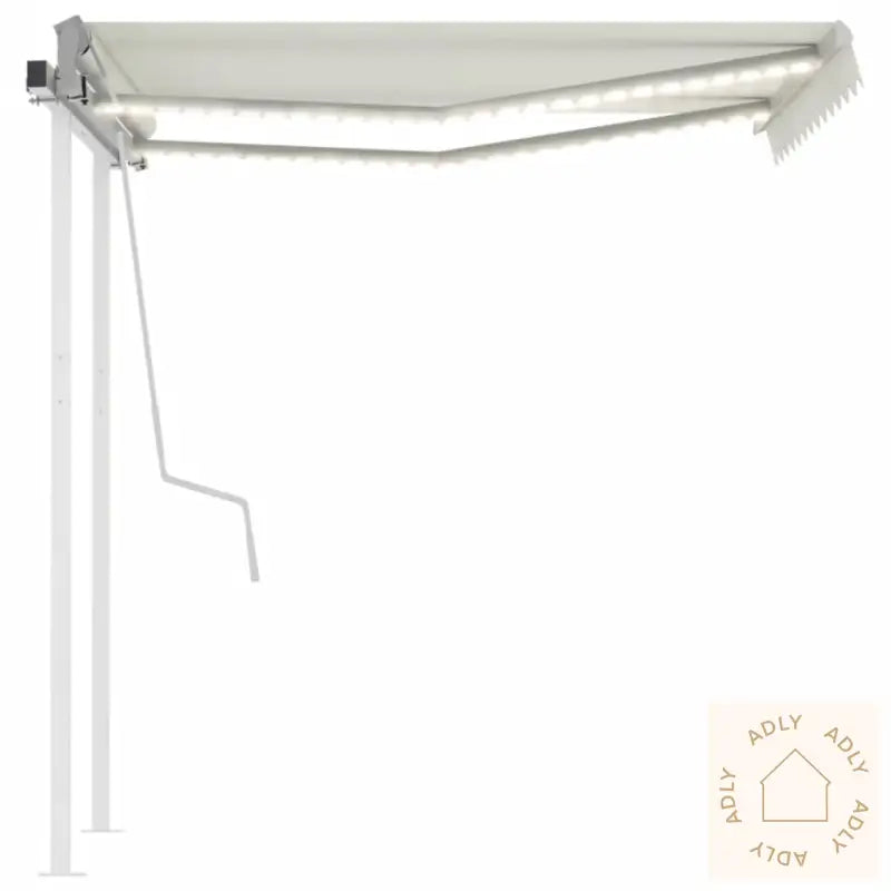 Manuell Uttrekkbar Markise Med Led 3,5X2,5 M Kremhvit
