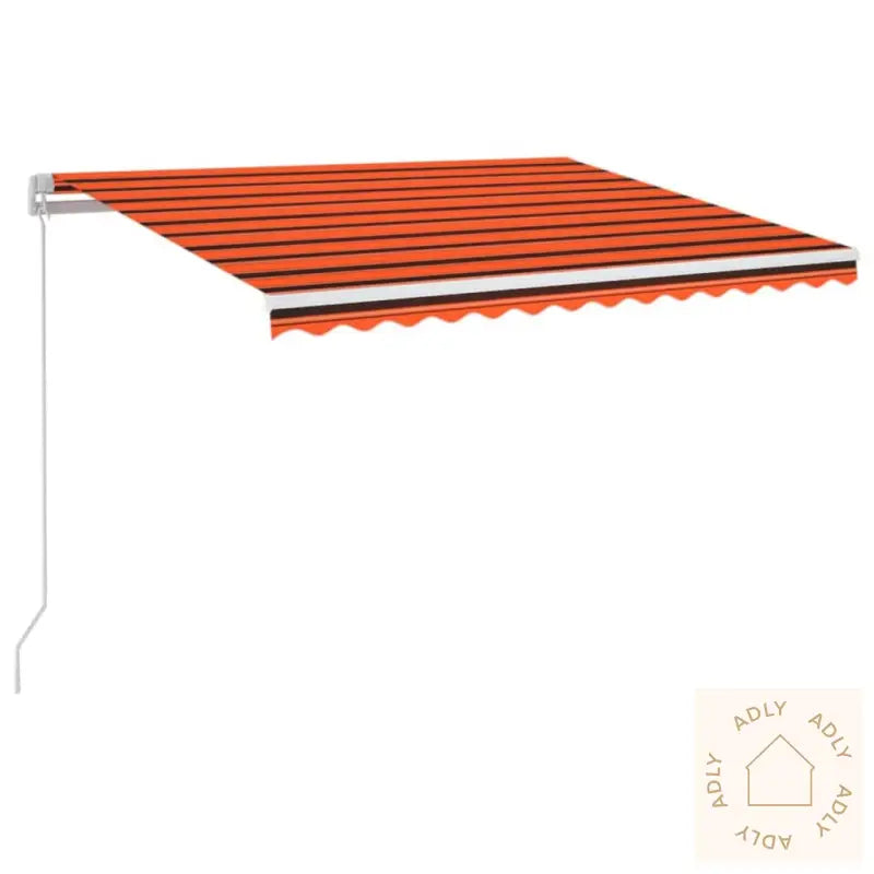 Manuell Uttrekkbar Markise Med Led 350X250 Cm Oransje Og Brun