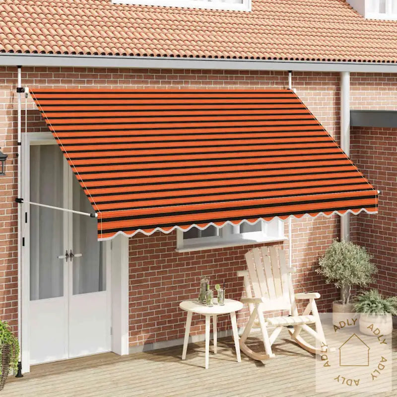 Manuell Uttrekkbar Markise 350 Cm Oransje Og Brun