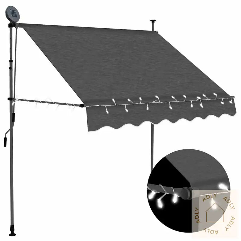 Manuell Uttrekkbar Markise Med Led 200 Cm Antrasitt