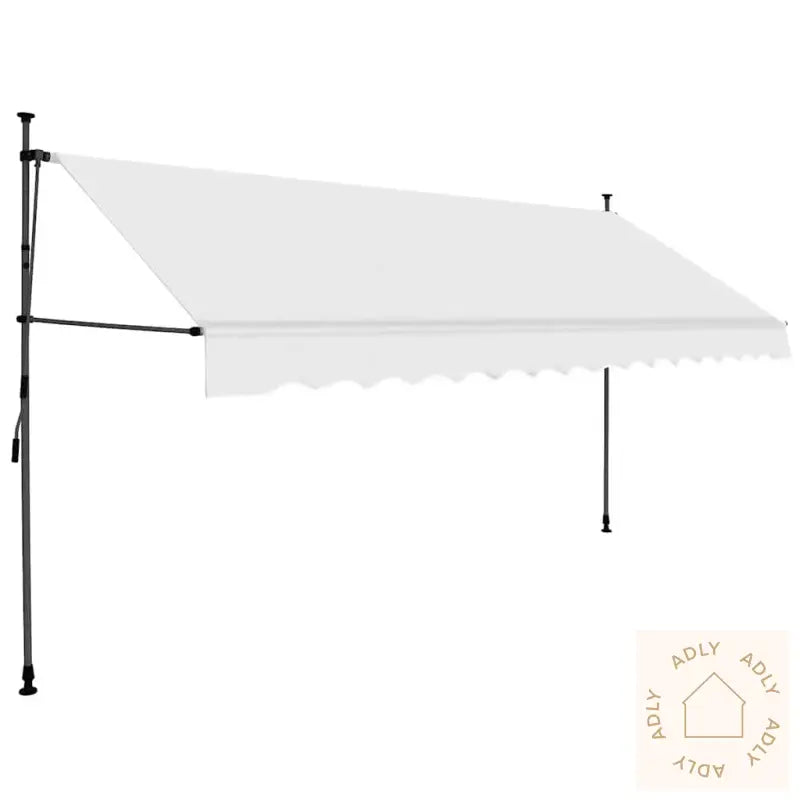 Manuell Uttrekkbar Markise Med Led 350 Cm Kremhvit