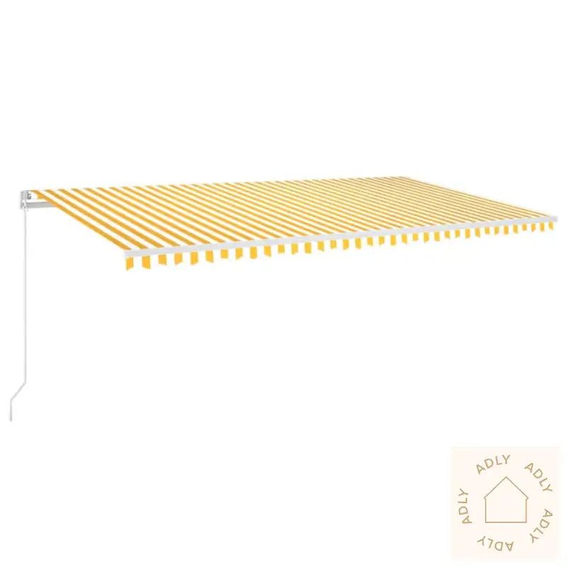 Manuell Uttrekkbar Markise Med Led 600X350 Cm Gul Og Hvit