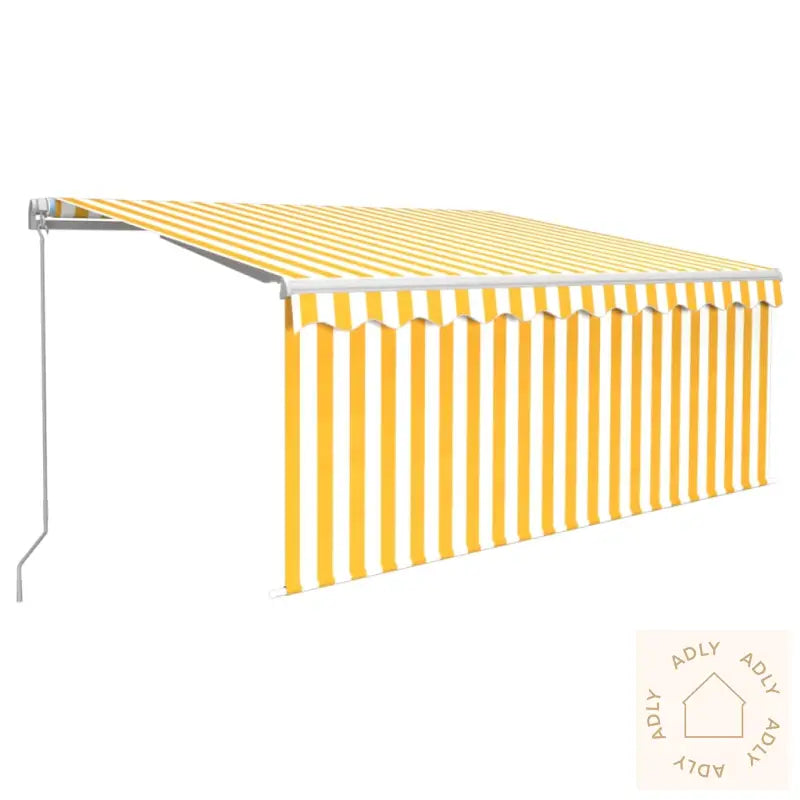 Manuell Uttrekkbar Markise Rullegardin&Led 3,5X2,5 M Gul Hvit