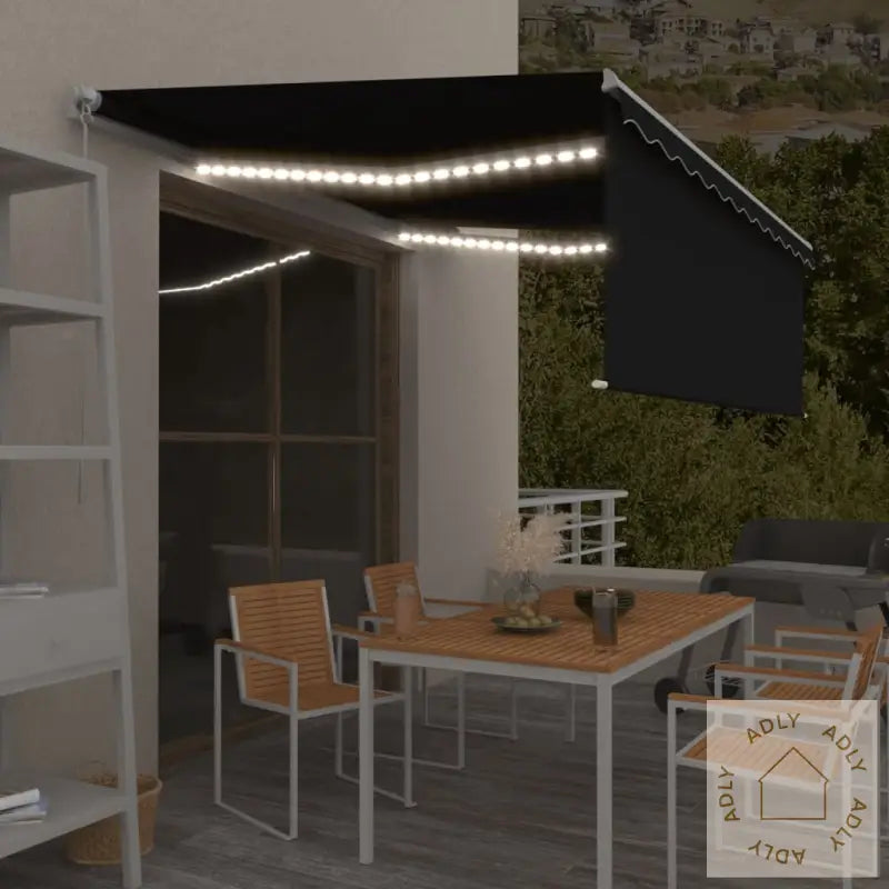 Manuell Uttrekkbar Markise Rullegardin Og Led 4,5X3 M Antrasitt