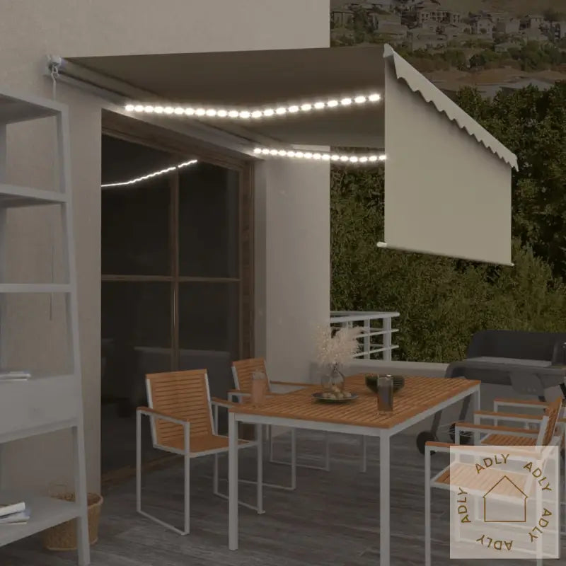 Manuell Uttrekkbar Markise Rullegardin Og Led 4X3 M Kremhvit