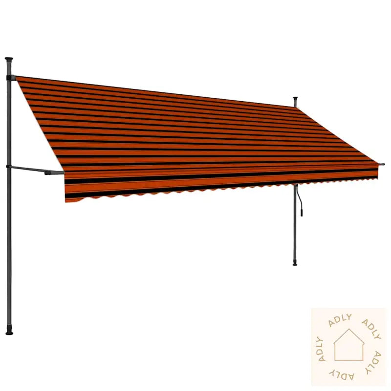 Manuell Uttrekkbar Markise Med Led 350 Cm Oransje Og Brun