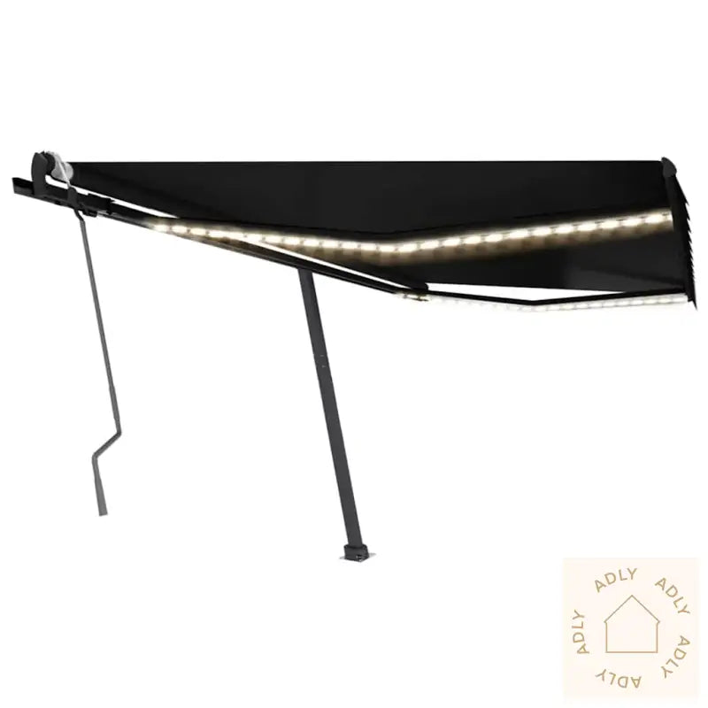 Manuell Uttrekkbar Markise Med Led 450X300 Cm Antrasitt