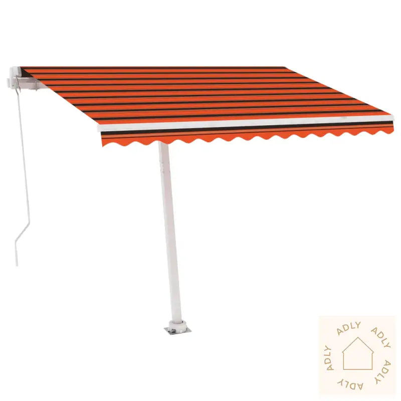 Manuell Uttrekkbar Markise Med Led 300X250 Cm Oransje Og Brun