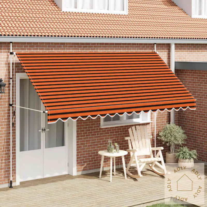 Manuell Uttrekkbar Markise 400 Cm Oransje Og Brun