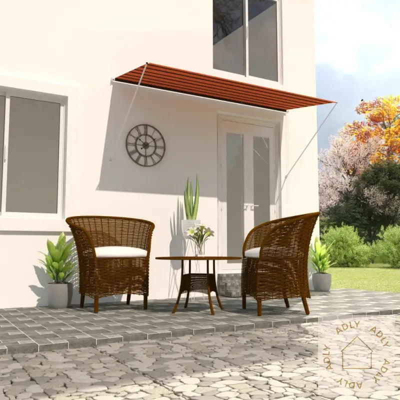 Uttrekkbar Markise 300X150 Cm Oransje Og Brun