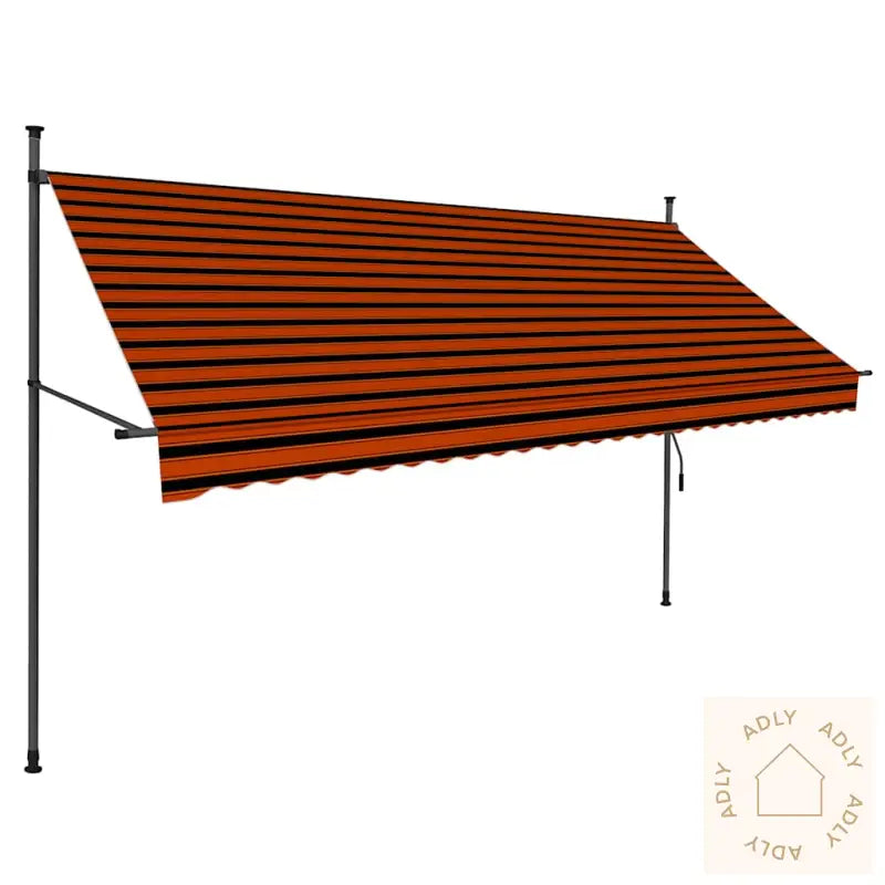 Manuell Uttrekkbar Markise Med Led 300 Cm Oransje Og Brun