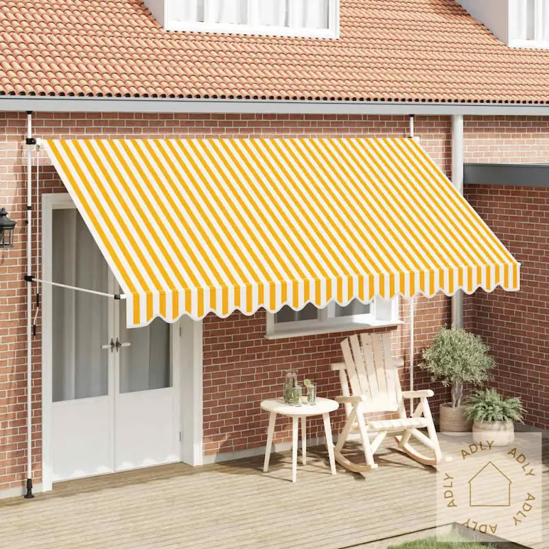 Manuell Uttrekkbar Markise 400 Cm Oransje Og Hvite Striper