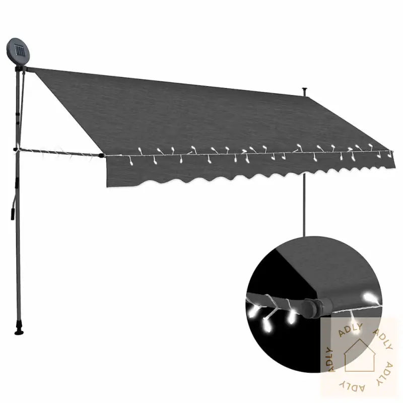 Manuell Uttrekkbar Markise Med Led 350 Cm Antrasitt