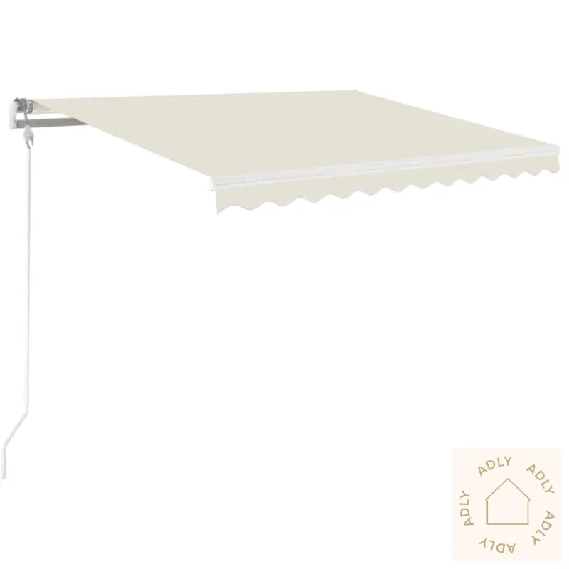 Manuell Uttrekkbar Markise Med Led 350X250 Cm Kremhvit