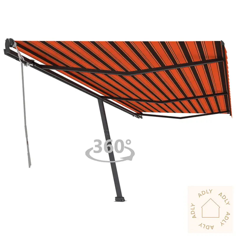Frittstående Manuell Uttrekkbar Markise 600X350 Cm Oransje/Brun
