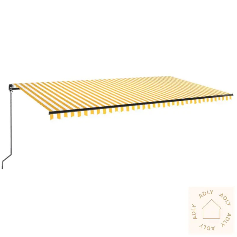 Manuell Uttrekkbar Markise 600X350 Cm Gul Og Hvit