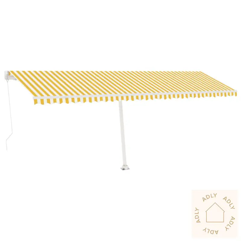 Frittstående Manuell Uttrekkbar Markise 600X350 Cm Gul Og Hvit
