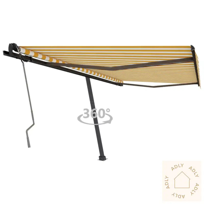 Frittstående Manuell Uttrekkbar Markise 400X350 Cm Gul/Hvit