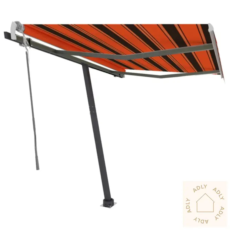 Frittstående Manuell Uttrekkbar Markise 350X250 Cm Oransje/Brun