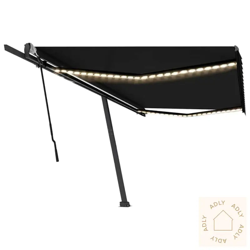 Manuell Uttrekkbar Markise Med Led 500X300 Cm Antrasitt