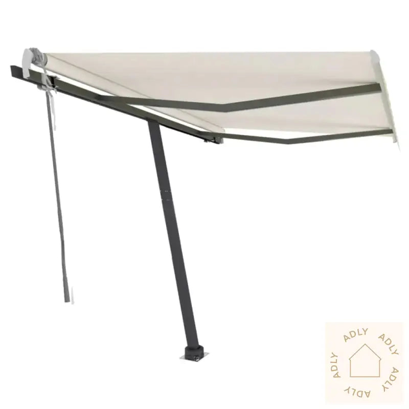 Frittstående Manuell Uttrekkbar Markise 350X250 Cm Kremhvit