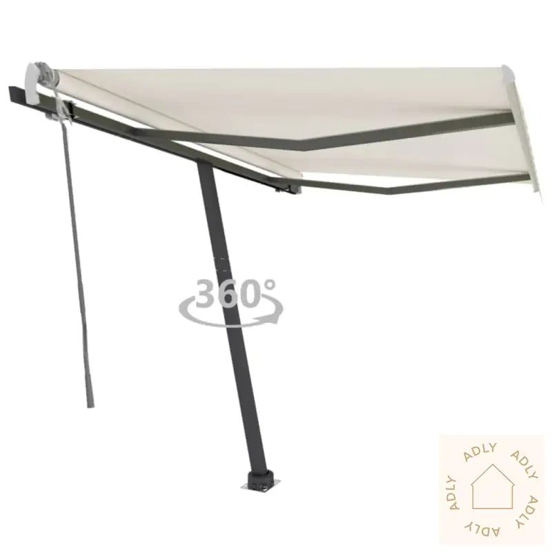 Frittstående Manuell Uttrekkbar Markise 350X250 Cm Kremhvit
