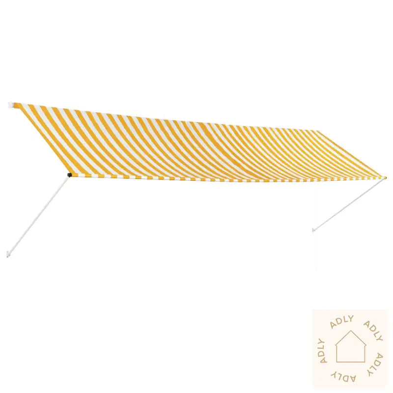Uttrekkbar Markise 400X150 Cm Gul Og Hvit