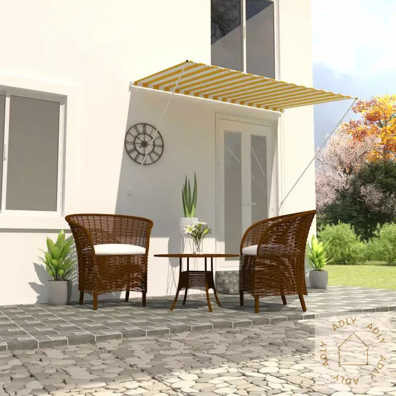 Uttrekkbar Markise 200X150 Cm Gul Og Hvit