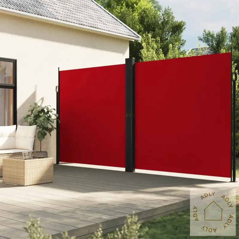 Uttrekkbar Sidemarkise 200X600 Cm Rød