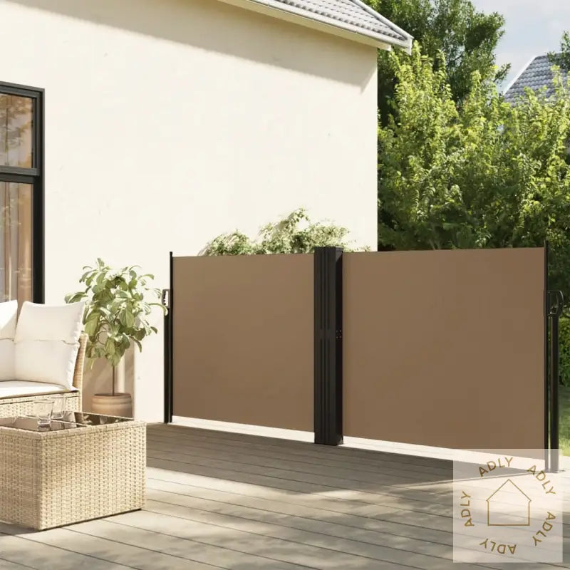 Uttrekkbar Sidemarkise 100X600 Cm Gråbrun