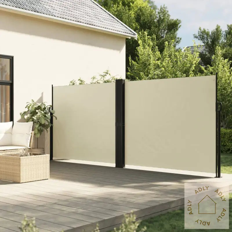 Uttrekkbar Sidemarkise Kremhvit 160X600 Cm