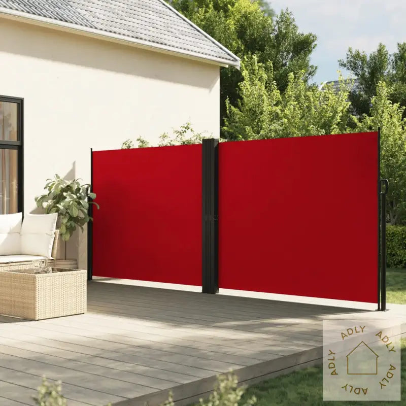 Uttrekkbar Sidemarkise 160X1000 Cm Rød