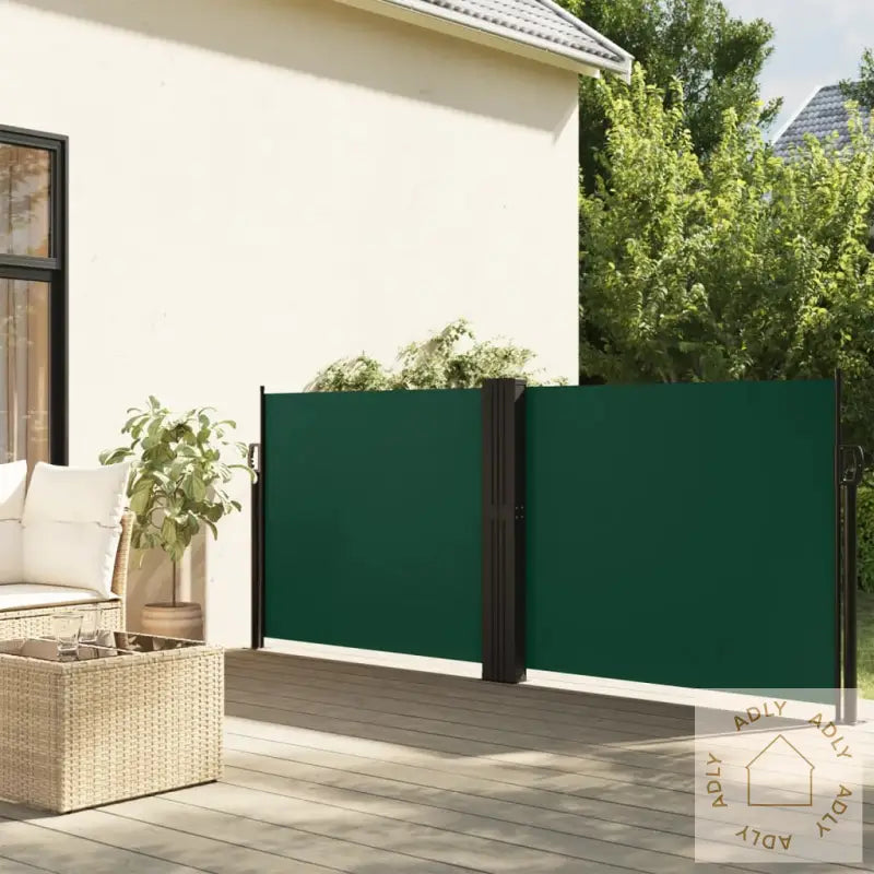 Uttrekkbar Sidemarkise Mørkegrønn 120X600 Cm