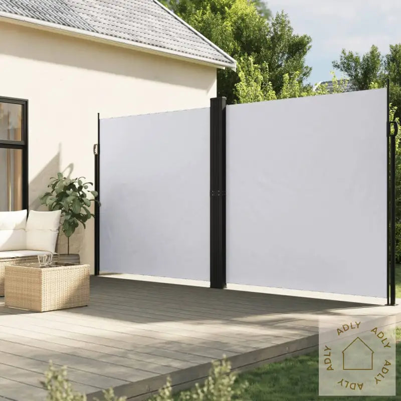 Uttrekkbar Sidemarkise Hvit 200X600 Cm