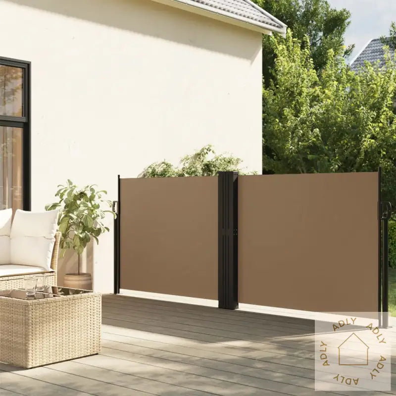 Uttrekkbar Sidemarkise 120X1200 Cm Gråbrun