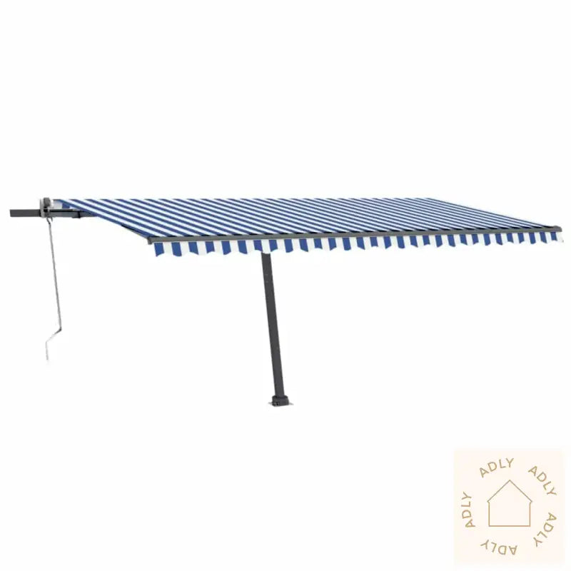 Automatisk Markise Med Vindsensor Og Led 500X300 Cm Blå Og Hvit