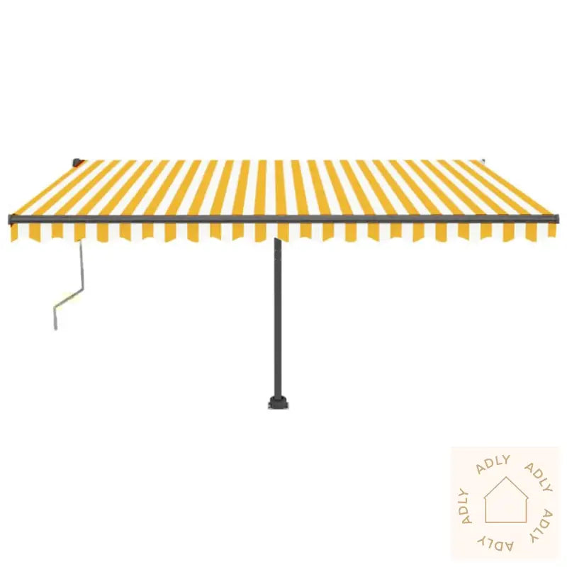 Automatisk Markise Med Vindsensor Og Led 400X350 Cm Gul/Hvit