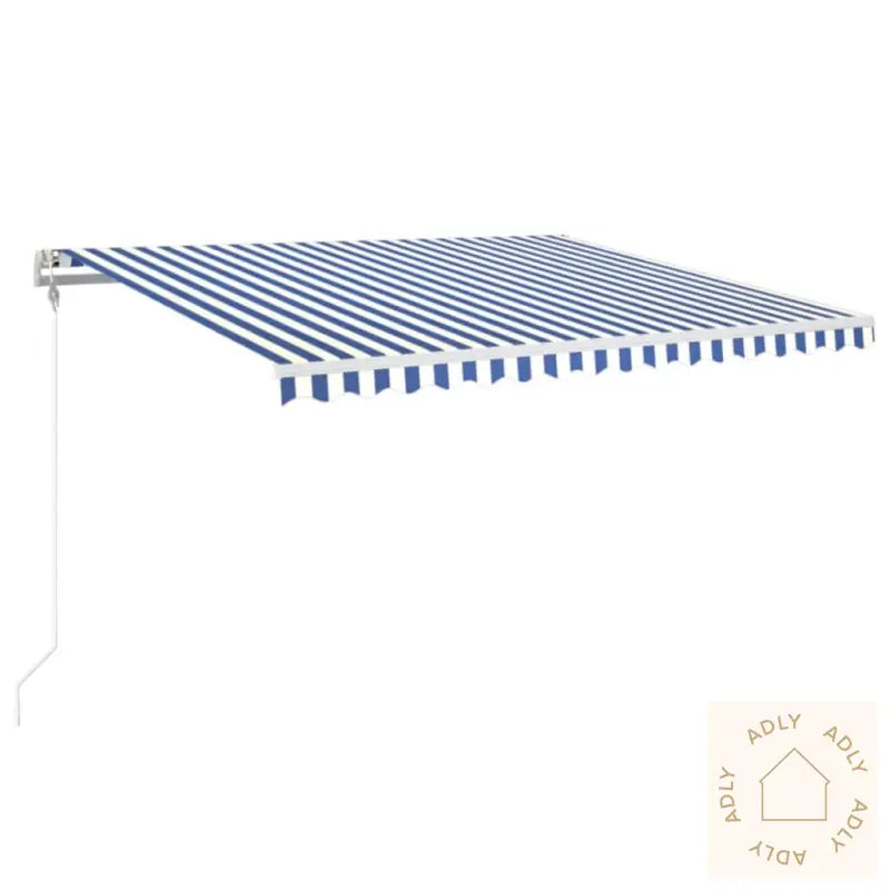 Automatisk Markise Med Vindsensor Og Led 400X350 Cm Blå Og Hvit
