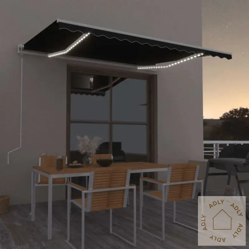Automatisk Markise Med Vindsensor Og Led 400X350 Cm Antrasitt