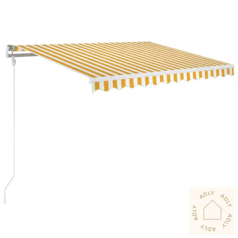 Automatisk Uttrekkbar Markise 350X250 Cm Gul Og Hvit