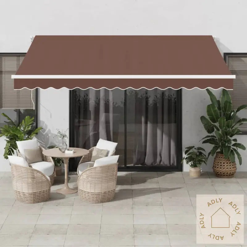 Automatisk Uttrekkbar Markise Med Led Brun 400X300 Cm