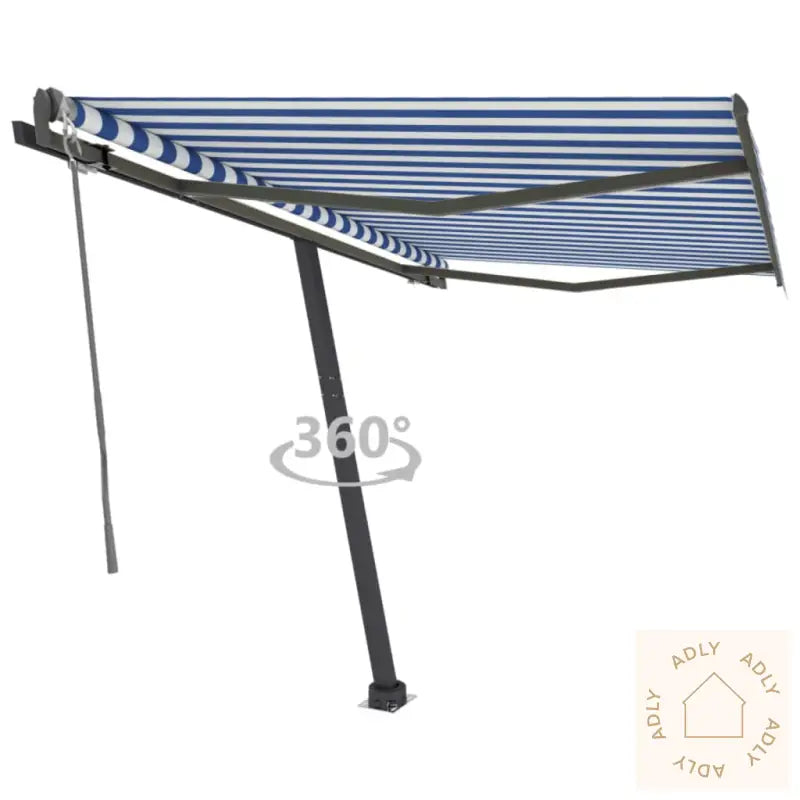 Frittstående Automatisk Markise 350X250 Cm Blå Og Hvit