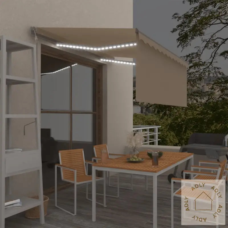 Automatisk Markise Rullegardin Led Vindsensor 3X2,5 M Kremhvit